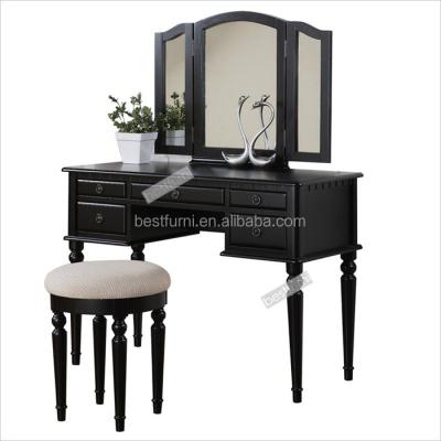 China High quality antique black PANEL mirror dressing table with mirror for sale for sale