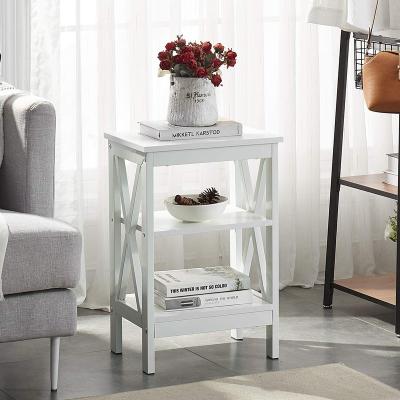 China Modern Multi Function Living Room Bedroom Table Furniture Modern White 3 Tiers End Coffee Wood Side Table for sale