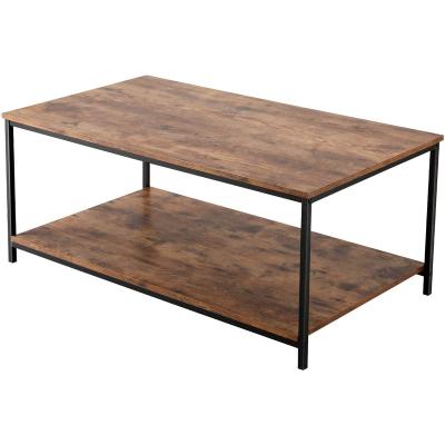 China Modern 2 Tiers Large Capacity Particle Wood E1 Metal 2 Tiers Coffee Table Desk For Living Room Office Reception Room for sale