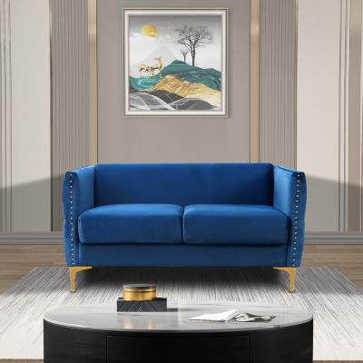 China Other Designs Modern Luxury Couch Loveseat Blue Velvet Sofa Set Sectional Living Room Furniture Velvet Fabric for sale