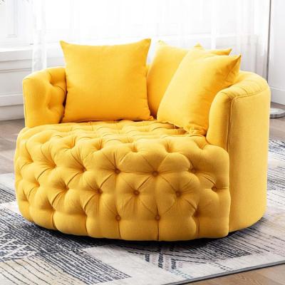 China Modular Luxury Italian Living Room Chairs Velvet Upholstery Elegant Modern Wide Tufted Velvet Swivel Barrel Chairs For Home Hotel for sale