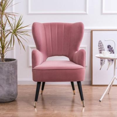 China Leisure Modular Popular Pink Solid Metal Leg Rest Sofa Luxury Velvet Accent Chair Single Armchair for sale