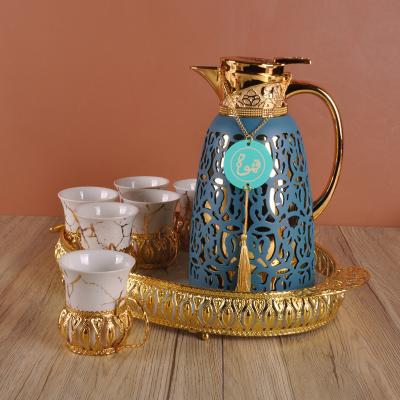 China New Metal Shell Glass Liner Cold Water Round Dish Coffee Pot Durable Arabic Kettle Household Set Wholesale for sale