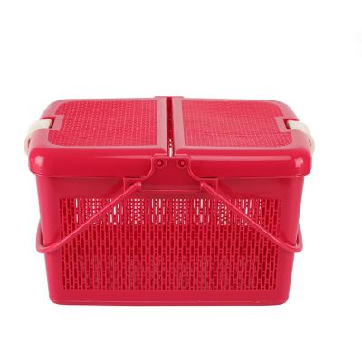 China Wholesale Sustainable Carry Plastic Picnic Home Storage Animal Basket With Handles Plastic for sale