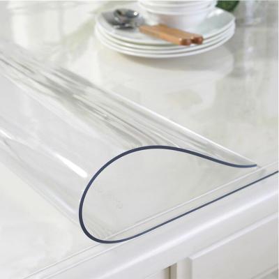 China Customized Clear PVC Waterproof Plastic Waterproof Tablecloth Waterproof Dining Table Cover Soft Glass In Roll for sale