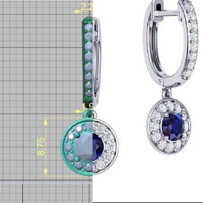 China Environmentally Friendly CAD Design Fine Jewelery Gold Diamond Earring Making Silver Jewelry Customized 3d Printing for sale