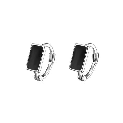 China High Quality Environmentally Friendly S925 Sterling Silver Square Polychromatic Zircon Stud Earrings Small for sale