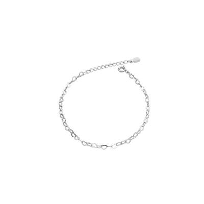 China Environmental Friendly Minimalist Jewelry Heart Beads Chain 925 Sterling Silver Bracelet Women for sale