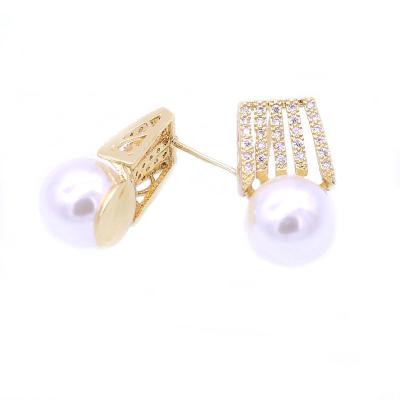 China Environmental Friendly Freshwater Cuban Chain Earrings Necklaces Cubic Zirconia Pearl Wholesale Price Bridal Jewelry Sets for sale