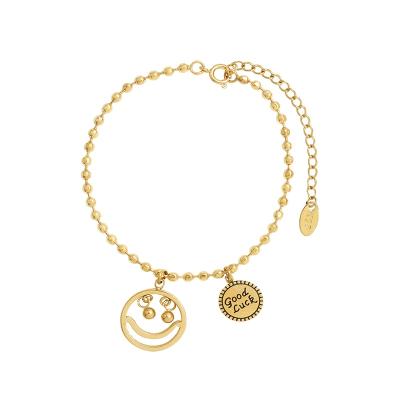 China Environmental Friendly High End 18K Gold Plated Women Halloween Smiley Face Pendant Adjustable Stainless Steel Bangles Bracelet for sale