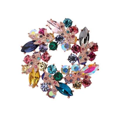 China New Arrival Environmental Friendly Halloween Crystal Flower Brooches Women Custom Brooch Special Pin for sale