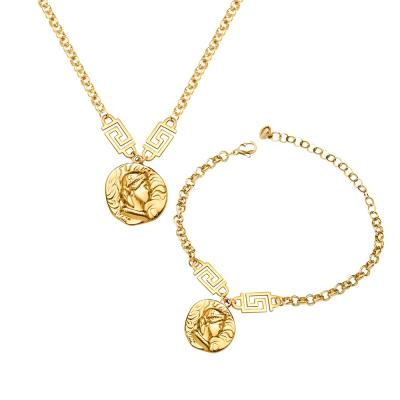 China 2021 High Quality Unisex Stainless Steel Necklace Fancy Round Seal Wedding Graduation Gold Filled Chain for sale