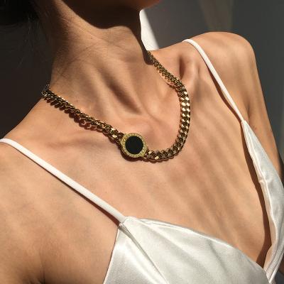 China TRENDY Fashion 10mm Gold Plated Acrylic Chunky Necklace Thick Wide Chunky Necklace Women Jewelry Toppik Accessories for sale