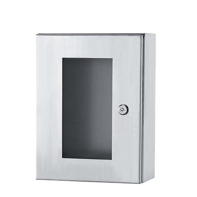 China Outdoor and indoor metal control box wall mounted waterproof fence with window stainless steel rustproof outdoor electrical switch box_ for sale