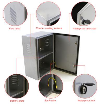 China Outdoor IP66 Metal Battery Steel Enclosure Electronic Equipment Wire Outdoor Metal Electrical Control Box Communication Cabinet Metal Box for sale