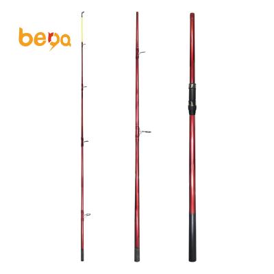 China New 10ft-14ft Red Glass 3 Section 100-200g Fiberglass Surfcasting Rod for sale