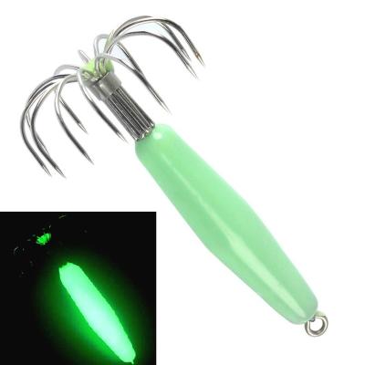 China 2021 Fluorescent Plastic Squid Fishing Cuttlefish Sleeve Luminous Jig Fishing Lure Bait Head Hook Octopus Lure Glow In The Dark for sale