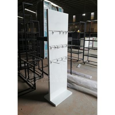 China Eco-Friendly Customized White Single Side Display Rack With Slatwall Hooks for sale