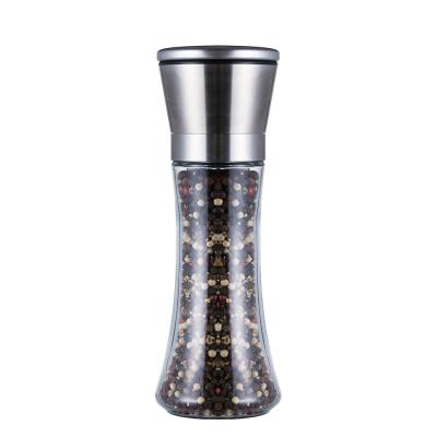 China High Quality Sustainable Salt Pepper Grinder With Glass Spice Bottles And Stainless Steel Grinder Cap for sale