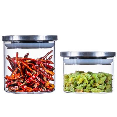 China Professional Airtight Airtight Storage Jar Food Kitchen Freshness Preservation Manufacturing Glass Jar With Glass Lid for sale