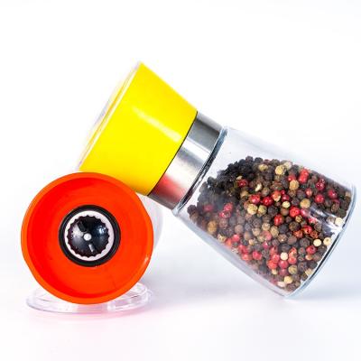 China Viable Kitchen Manual Glass Spice Grinder, Full Range Salt and Black Pepper Grinders for sale