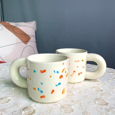 China Viable Hot Sales Unique Design Hand-Painting Coffee Mug Water Cup Milk Cup Office Ceramic Tea Mug With Handle Used In Office for sale