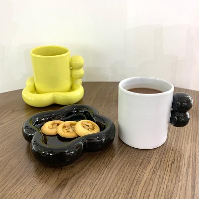 China New Design Popular Good Quality Viable Mark Cup Milk Mug Ceramic Coffee Mug With Dish Be Used In Hotel Or Home Office for sale