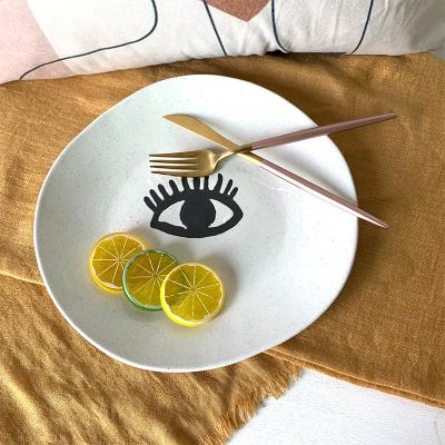 China Hot-selling Sustainable Gray Hand Painted Series Ceramic Snack Dish Restaurant Plate Dishes for sale