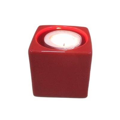 China Handcrafted shopping green and red square candle holder for sale