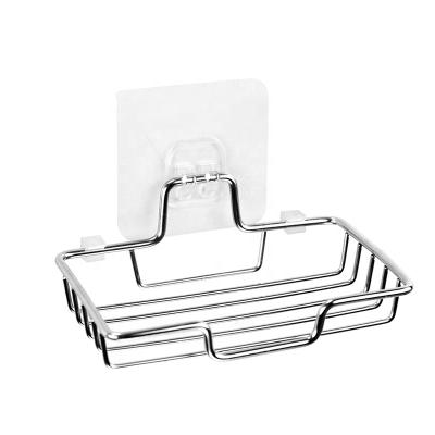 China Minimalist HONVEY Stainless Steel Self Adhesive No Soap Rack Holder Drilling Basket for sale