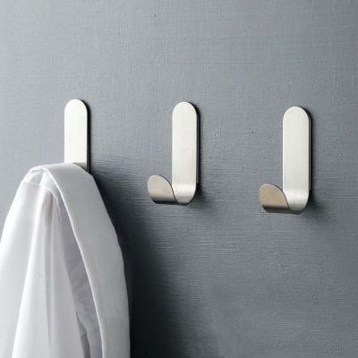 China 8pcs Kitchen Bathroom Wall Door Stainless Steel Support Hanger Self Adhesive Viable Hook for sale