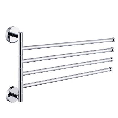 China 100% Brass Space Saving HONVEY Wall Mounted 4AM Activity Rotating Towel Rack Bar Rail Chromed Holder for sale