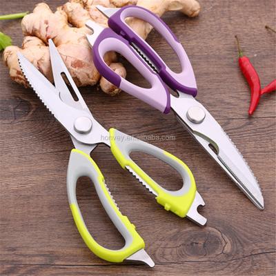 China PP+TPR Stainless Steel Poultry Kitchen Scissors Nutcracker Bottle Opener Multifunctional Cook Tool Shear Cut for sale