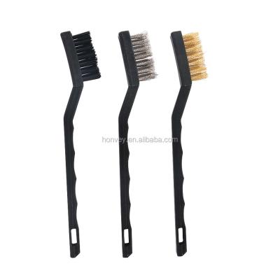 China 3 Pcs Mini Wire Brush Set Steel Kitchen Cleaning Brushes Nylon Brass Nylon Polishing Home Kit Detail Metal Rust Clean Tools for sale