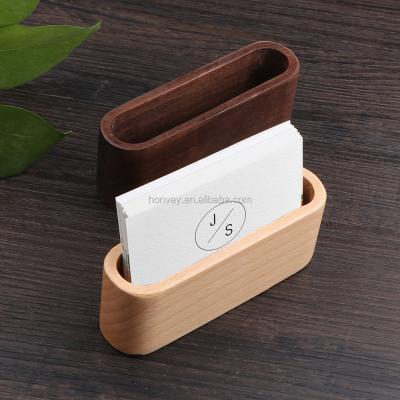 China Eco - Friendly Business Card Display Holder , Wooden Cards Case For Desk , Wooden Name Card Holder For Desk for sale