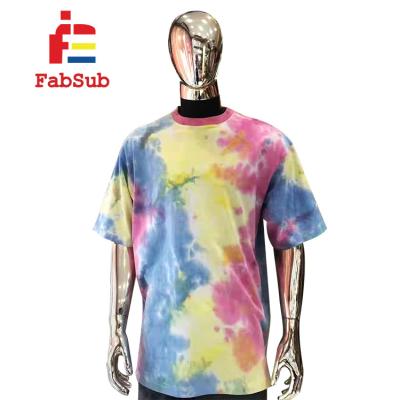 China Men's Breathable Tie Dye Crewneck T-shirt Custom Printing Logo Apparel Colorful Short Sleeve T-shirt for sale