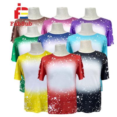 China Fabsub Breathable Popular Selling Fake Bleach Clean Design T-shirt 190gsm Polyester Short Sleeve T-shirt For Custom Print for sale