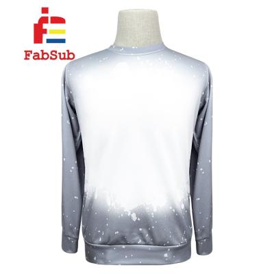 China New Design Breathable Faux Bleach Polyester Fabric Long Sleeve Popular Shirt Printable Sublimation Sweater for sale