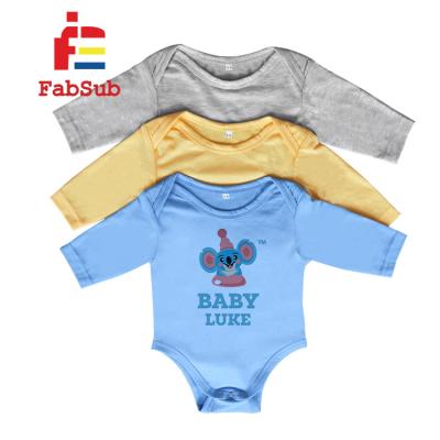 China 190gsm Polyester Cotton Feel Baby Romper Pastel Color Baby Onesie Sublimation Kids Shirts Low MOQ Long Sleeve for sale