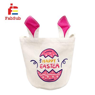 China Bunny Bag Happy Easter Basket Sublimation Easter Printable Bucket Gift Canvas Sublimation Bunny Bag Fabsub Popular Sublimation for sale