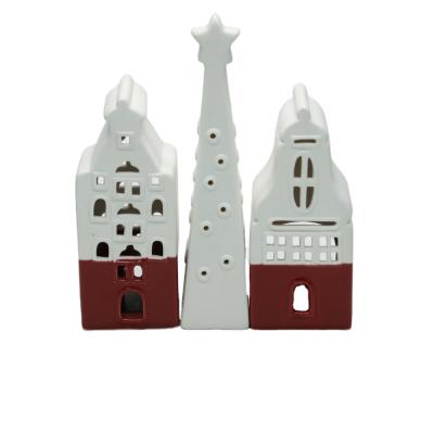 China Europe Ceramic Christmas Village Housebuilding Gift Set For Home Decor for sale