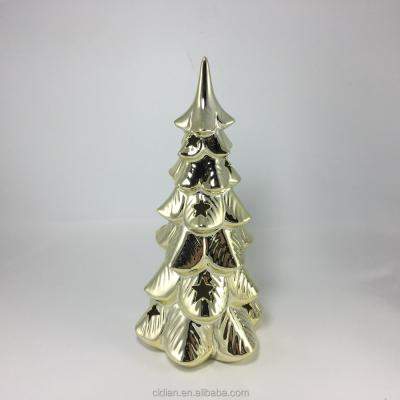 China Home Lighting Ceramic Decoration Gold Christmas Tree House Decoration for sale