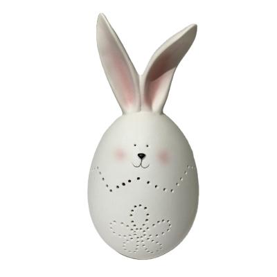 China Custom Ceramic Easter Decoration LED Night Light Rabbit Figurine White Cute Decoration for sale