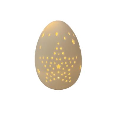 China Ceramic Easter Star Cutout LED Egg Decoration Ceramic Eggs LED Night Light for sale