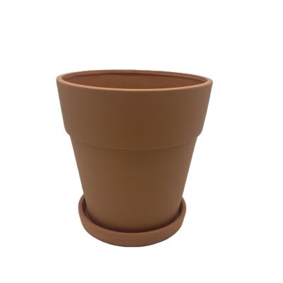 China Modern Indoor Terracotta Planter Pot With Round Saucer for sale