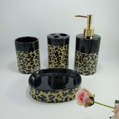 China Empty set of viable ceramic leopard bathroom accessories for sale