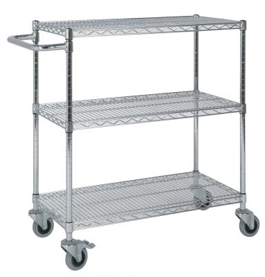 China Durable Cleanroom Anti-Static ESD Chrome Plated Wire Mesh Handle Trolley for sale