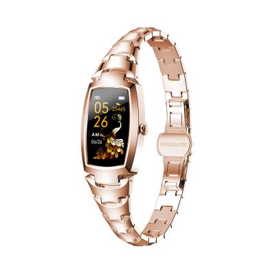 China Steel Heart Rate Monitor H8 pro APP Control Fashion Women Pedometer Smart Watch Ladies Wristband Blood Pressure Smartwatch for sale