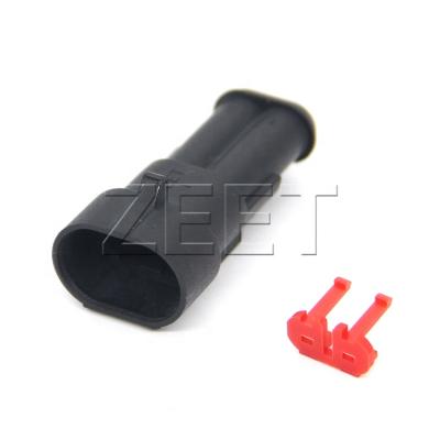 China waterproof tyco amp 2 pin black male auto connector 282104-1 for sale