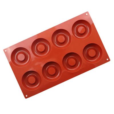 China Good Quality Sustainable Sustainable Baking Tools 8 Cavity Reusable Silicone Donuts Cure Mold Tools Silicone Mold for sale